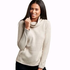 Kuhl Athena Sweater Women Large Cream Beige Cowl Neck Pullover Wool Blend